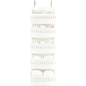Over Door Organizer 5 Pocket Hanging Storage Boho Nursery Bedroom Bathroom White